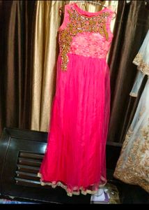 Women Pretty Rose Pink Net Gown