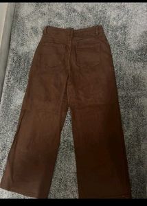 Brown Heart Print Wide Leg Jeans