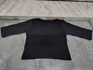 Cute Black Tie-Front Top