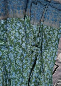Blue Green Floral Anarkali Set