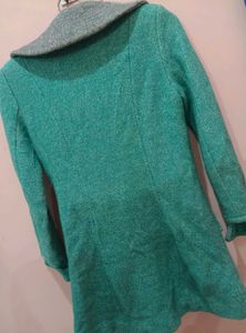 Unique Teal &amp; Grey Wool Coat