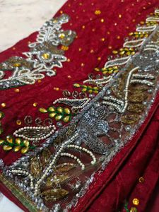 Beautiful 😍 Red ♥️ Work Saree