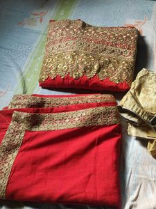 Red Embroidered Lehenga Choli half saree