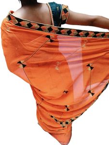 🧡Orange Attractive Saree 🔥