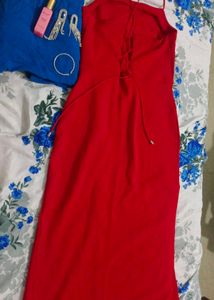 Red Lace-Up Mini Dress