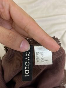 Brown Lace Trim Cami Top