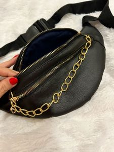 Black Chain Detail Fanny Belt Waist Bag