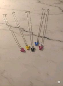6 Butterfly Charm Necklace