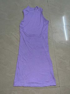 Purple Sleeveless Mock Neck Dress