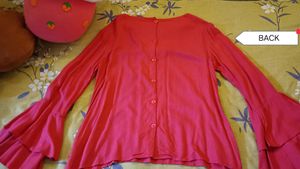 Rose Pink Bell Sleeve Top