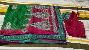 Beautiful Sari With Stitch Blouse