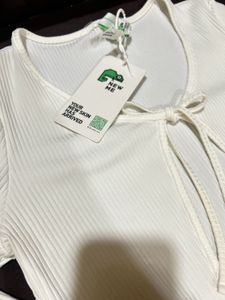 Ribbed Tie-Front Long Sleeve Top