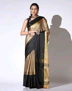Chiku Black Combi Saree