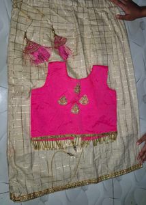 Pink And Gold Embellished Lehanga Choli For Girls