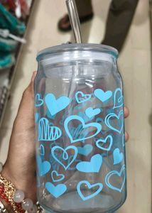 Heart Print Glass Tumbler