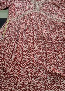 Maroon Floral Print Kurta