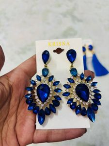 Blue Gemstone Earrings pack of 2