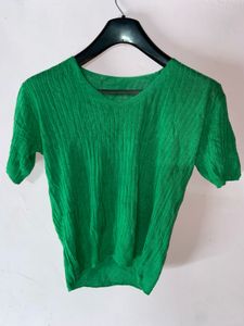 Green Knit V-Neck Tee‼️