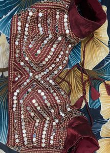 Maroon Mirror Work Blouse