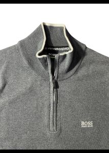 BOSS Grey Half Zip Sweater