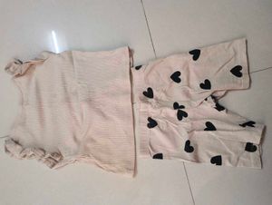 H&amp;M Top And 3/4th Pant Set For 18 To 24  Months