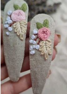 Floral Embroidered Hair Clips (pairs of 1)