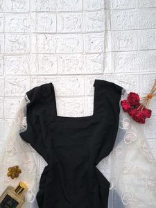 Corset Back Net Sleeves Kurti🖤