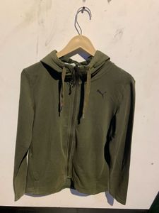 Puma Olive Green Zip-Up Hoodie
