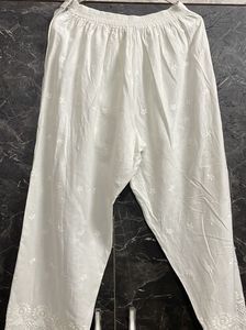 White Embroidered Pants
