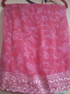 Pink Floral Embroidered Saree