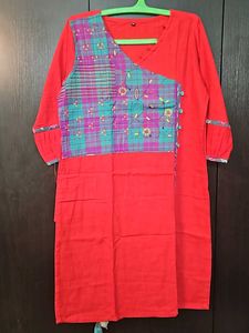 Red Boutique Kurti With Pocket