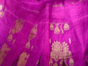 Pink &amp; Gold Silk Lehenga Skirt
