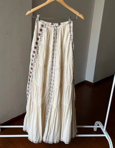 Zara Embroidered Cotton Long Skirt
