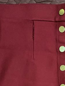 Burgundy Button-Down Skirt