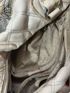 Imported Vintage Quilted Cream Satchel