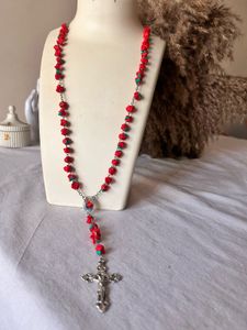 Red Rosary Necklace