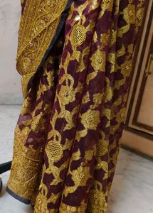 excellent 🔥aari work 😍Maroon &amp; Gold Saree