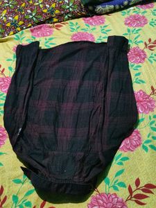 Burgundy Plaid Long Sleeve Shirt