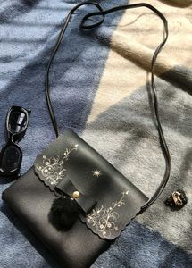 Black Floral Crossbody Bag