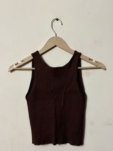 Women&#39;s Rib Knit Tank Top with Front Knot Detail