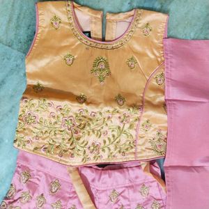 Pink &amp; Gold Embroidered Lehenga