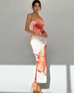 Floral Strapless Midi Dress