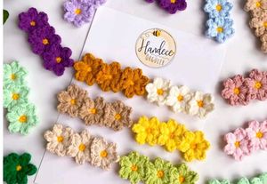 Crochet Flower Hair Clips Set Of 2