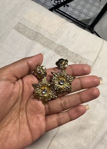 Floral Gold Tone Earrings