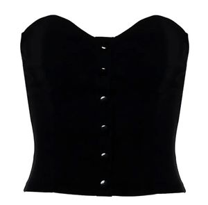 Chic Black Button-Front Corset Top