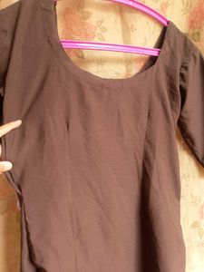 Coffee brown sweetheart neck kurti 🤎