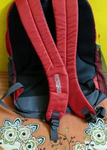 American Tourister Red And Grey Backpack