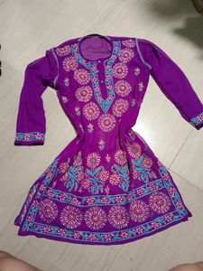 Purple Chikankari Kurti