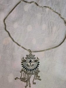 Silver Tone Peacock Necklace