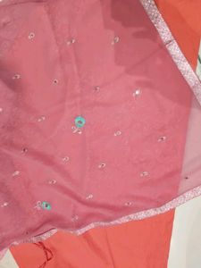 Pink Embroidered Saree With Stitched Blouse ✨